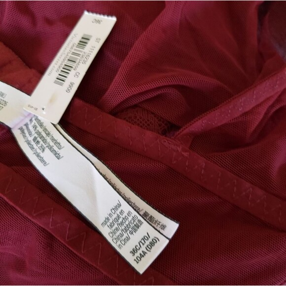 Victoria's Secret Eyelash Lace Mesh Sheer Thong Bodysuit Teddy Long Sleeve 36C - Picture 13 of 16